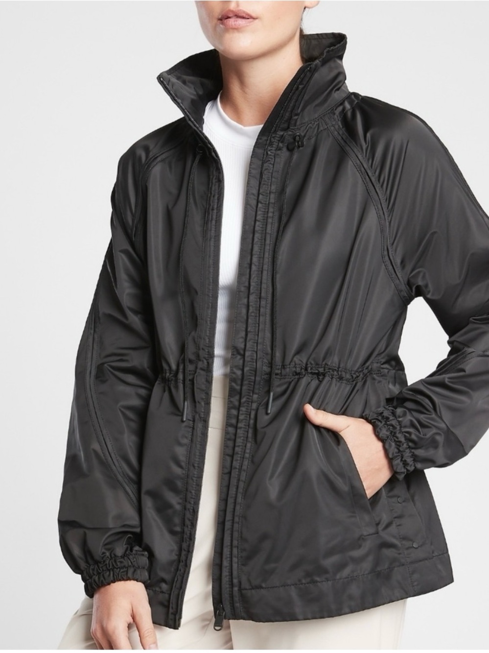 Athleta Black Drawstring Waist Utility Jacket